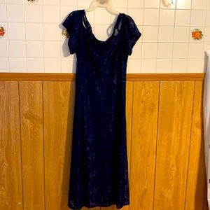 Navy blue mid length lace dress